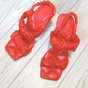 (53-3544) Ermonn Womens Square Open Toe  Sandals Sz 5